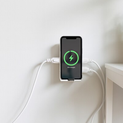 RAYOVAC 6-Outlet Surge Protector Wall Tap with Wireless Charging Phone Holder, 540 Joules, White (SS-Q615)