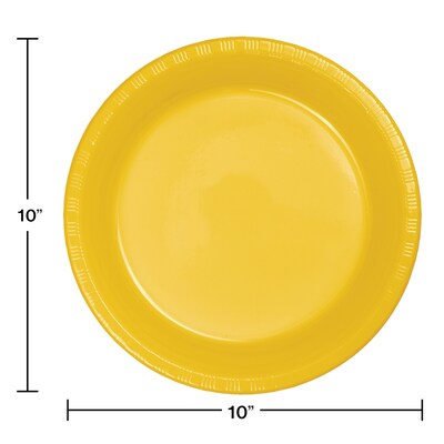 Creative Converting Touch of Color Plastic Banquet Plates, School Bus Yellow, 240/Carton (28102131)