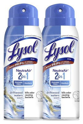 Two Each of Lysol Neutra Air in 1 Aerosol Air Freshener, Driftwood Waters Scent, 10 oz. (192009828 Quill.com