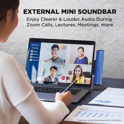 GOgroove SonaVERSE USB Laptop Computer Speaker with Clip-On Portable Soundbar, Blue (GGSVUSB100BLWS)