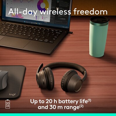 Logitech Zone 305 Wireless Noise Canceling Bluetooth Stereo Headset, USB-C, MS Certified (981-001452)