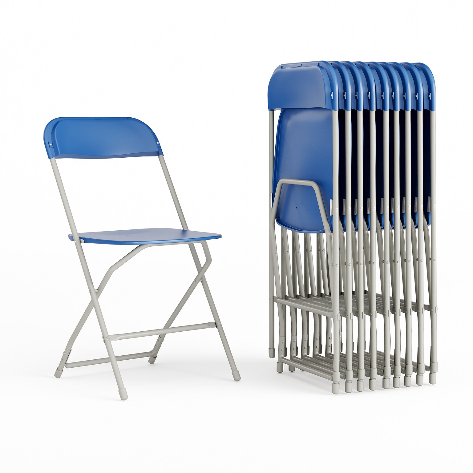 Flash Furniture HERCULES Premium Plastic Stacking & Folding Chair, Blue, 10/Pack