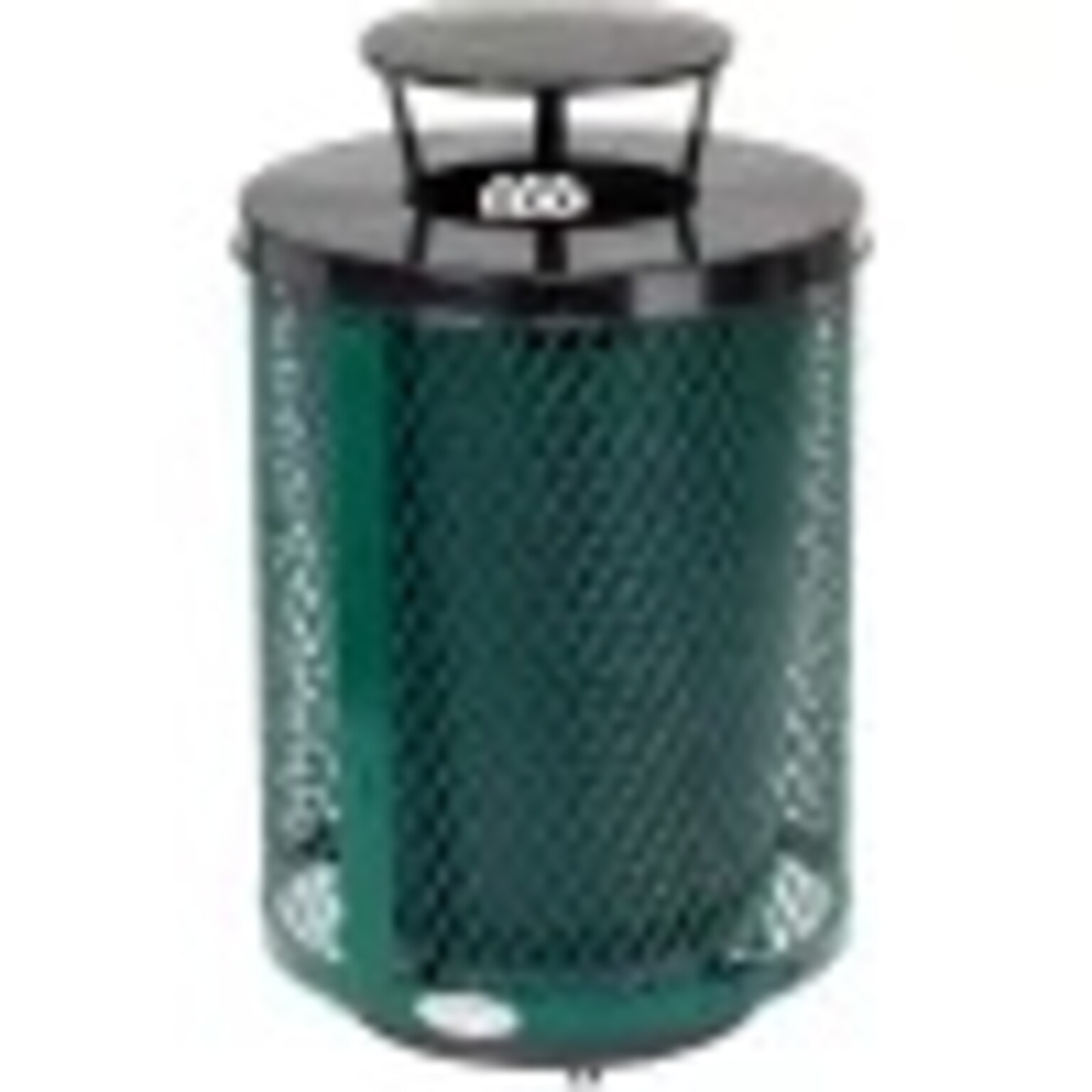 Global Industrial Outdoor Diamond Steel Trash Can w/ Rain Bonnet Lid & Base, 36 Gallon, Green (261926GND)