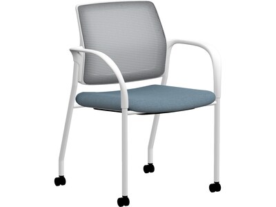 HON Ignition Fabric/Mesh Multipurpose Stacking Chair, Carolina/Designer White (HIGS6.F.H.IF.HAML21.P