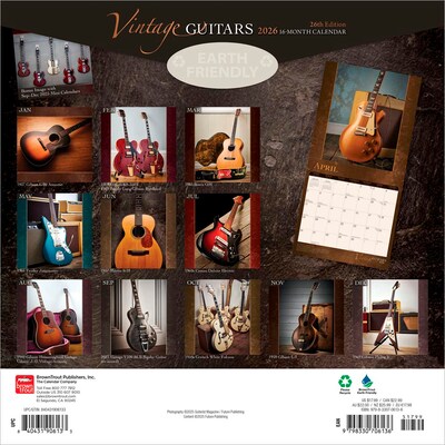 2026 BrownTrout Vintage Guitars 12 x 12 Monthly Wall Calendar (9798330706136)