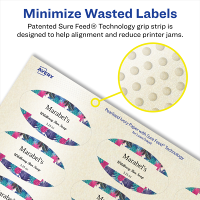 Avery Pearlized Ivory Oval Multipurpose Labels, 1-1/8" x 2-1/4", Ivory, 2100/Box (94054)