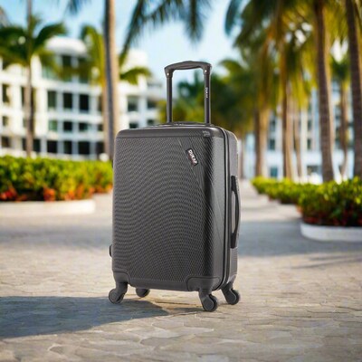 DUKAP Discovery 21.65 Hardside Suitcase, 4-Wheeled Spinner, TSA Checkpoint Friendly, Black (DKDIS00S-BLK)