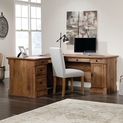 Sauder Palladia 69"W L-Shaped Desk, Vintage Oak (420606)