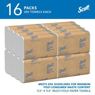 Scott Essential Recycled Multifold Paper Towels, 1-ply, 250 Sheets/Pack (01804)