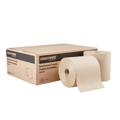 Coastwide Professional™ Recycled Hardwound Paper Towels, 1-ply, 800 ft./Roll, 6 Rolls/Carton (CW21812)