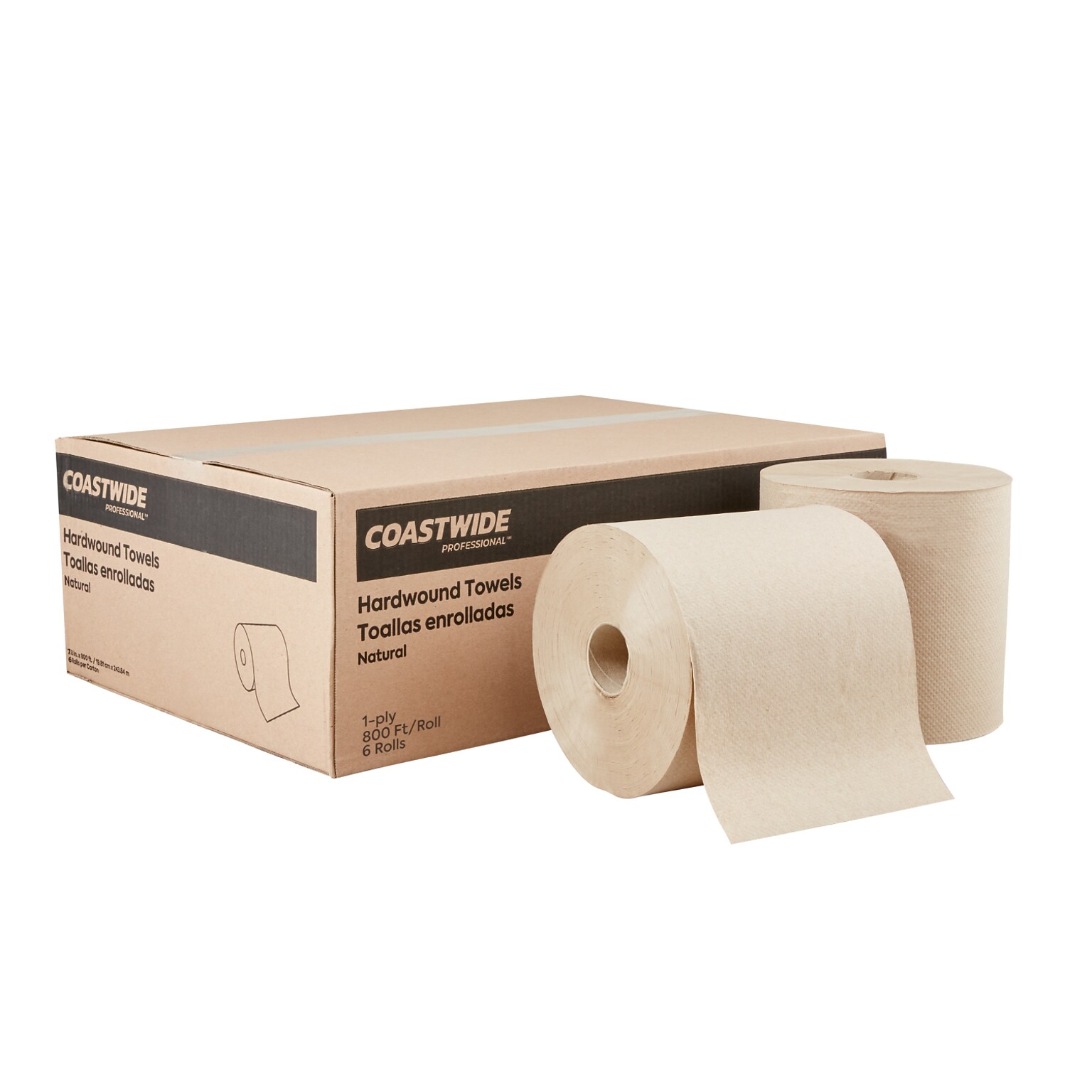 Coastwide Professional™ Recycled Hardwound Paper Towels, 1-ply, 800 ft./Roll, 6 Rolls/Carton (CW21812)