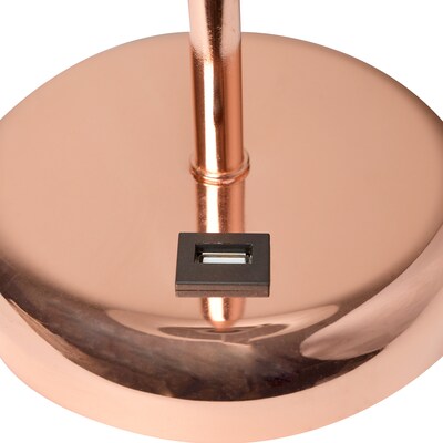 Creekwood Home Oslo 19.5" LED Table Lamp with USB Port, Rose Gold/White Shade (CWT-2013-RG)