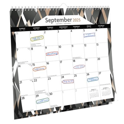 2025 BrownTrout Ebony and Ivory 12" x 12" Monthly  Wire-O Wall Calendar (9781975478490)