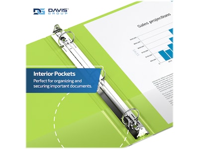 Davis Group Premium Economy 1 1/2" 3-Ring Non-View Binders, Lime Green, 6/Pack (2312-24-06)