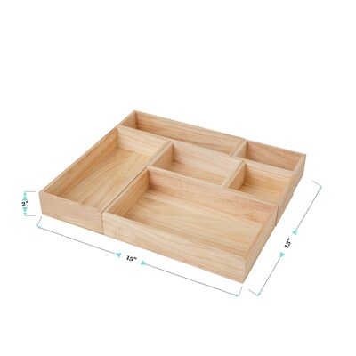 Martha Stewart Enzo 6-Piece Wooden Desk Drawer Organizer Set, Light Natural (LY689866NAT)