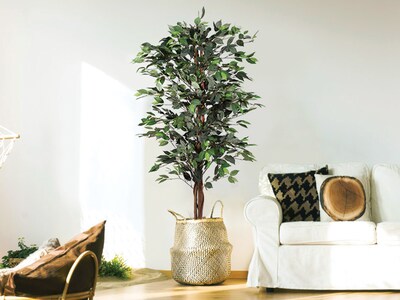 Forever Leaf 60" Artificial Ficus Silk Tree in Wicker Basket (FEV-FIWI60)