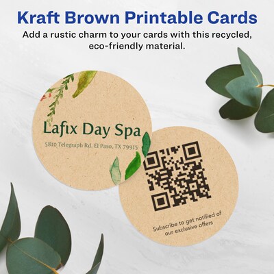 Avery Integrated Cards, 2 Dia., Matte Kraft Brown, 300/Pack (95268)