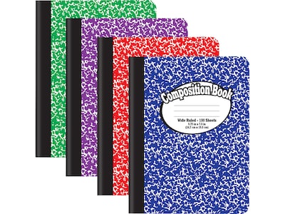 Better Office 1-Subject Composition Notebooks, 7.5 x 9.75, Wide Ruled, 100 Sheets, Assorted Colors