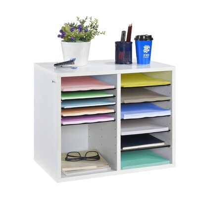 AdirOffice 500 Series 12-Compartment Literature Organizers, 20 x 11.8, White, 2/Pack (500-12-WHI-2