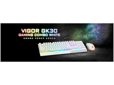 MSI Vigor GK30 Gaming Keyboard and Clutch GM11 Optical Mouse Combo, White (VIGORGK30CW)