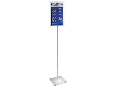 Azar Sign Holder, 11 x 17, Vertical, Freestanding, Clear/Silver Acrylic (300868)