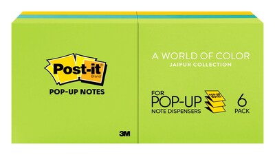 Post-it Pop-up Notes, 3 x 3, Floral Fantasy Collection, 90 Sheet/Pad, 6 Pads/Pack (R330-AU)