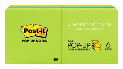 Post-it® Pop-up Notes, 3 x 3, Floral Fantasy Collection, 90 Sheets/Pad, 6 Pads/Pack (R330-AU)