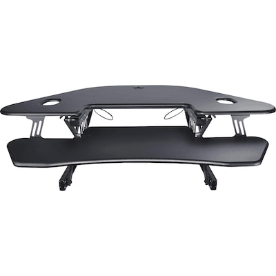 Lorell Active Office Adjustable Corner Monitor Riser Stand, Up to 47 Monitor, Black (LLR82014)