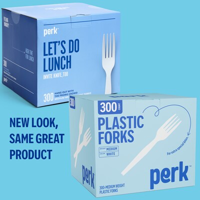 Perk™ Polystyrene Fork, Medium-Weight, White, 300/Pack (PK56401)