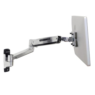 Ergotron LX HD Sit-Stand Wall Arm Adjustable Monitor, Up to 46, Polished Aluminum (45-383-026)