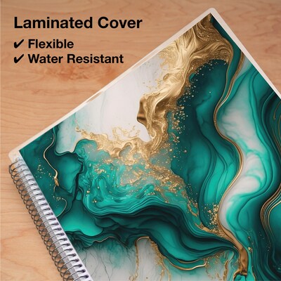 2026 Global Printed Products Teal Gold Marble 8.5" x 11" Weekly & Monthly Planner, Paperboard Cover (NRY26-LAMF-54)