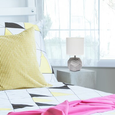 Simple Designs Geometric Prism Mini 10.24" LED Table Lamp, Marbled (LT2065-MBL-LB)