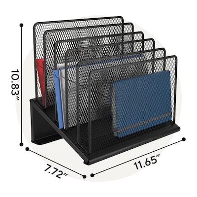 TRU RED™ 5-Compartment Metal Mesh File Organizer,  Matte Black (TR57554)