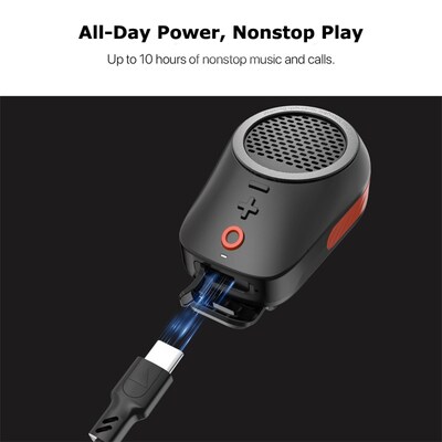 Clip-On Wearable Wireless Speaker Ultra-Light IPX6 Waterproof Black Orange