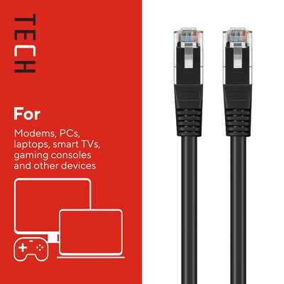 Staples TECH 50' Cat-6 Ethernet Cable, Male to Male, Black (ST62448)