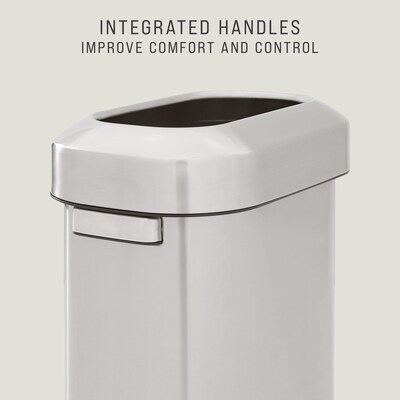 Rubbermaid Refine Stainless Steel Indoor Trash Can with Open Lid, 15 Gallon, Silver (2147581)