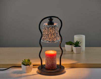 Simplee Adesso Twirl Candlewarmer 13.5" Halogen Table Lamp, Black/White (SL1195-01)