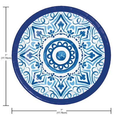 Creative Converting Blue Willow Dessert Paper Plates, Blue/White, 32/Pack (DTC365098BPLT)