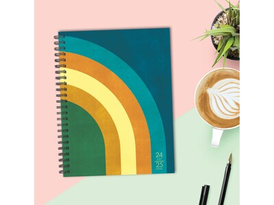 2024-2025 Willow Creek Retro Rainbow 6.5" x 8.5" Academic Weekly & Monthly Planner, Paper Cover, Multicolor (47767)