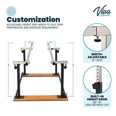 Viva Comfort 7 ft. Foldable Physical Therapy Parallel Bars with Adjustable Height, 350 lbs. Capacity, Black (ADI905-01-MK)