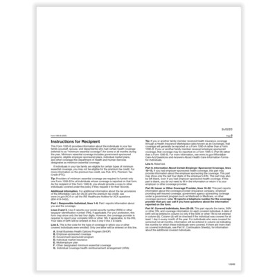 ComplyRight 2025 1095-B Tax Form, 1-Part, White/Black, 50/Pack (1095B50)