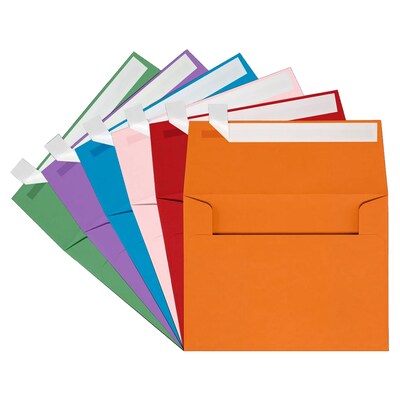 JAM Paper A2 Colored Invitation Envelopes, 4 3/8" x 5 3/4", Assorted Colors, 150/Pack (956A2brogvy)