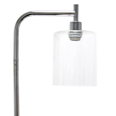 Simple Designs Modern Iron Lantern Floor Lamp with Glass Shade, Chrome (LF2009-CHR)