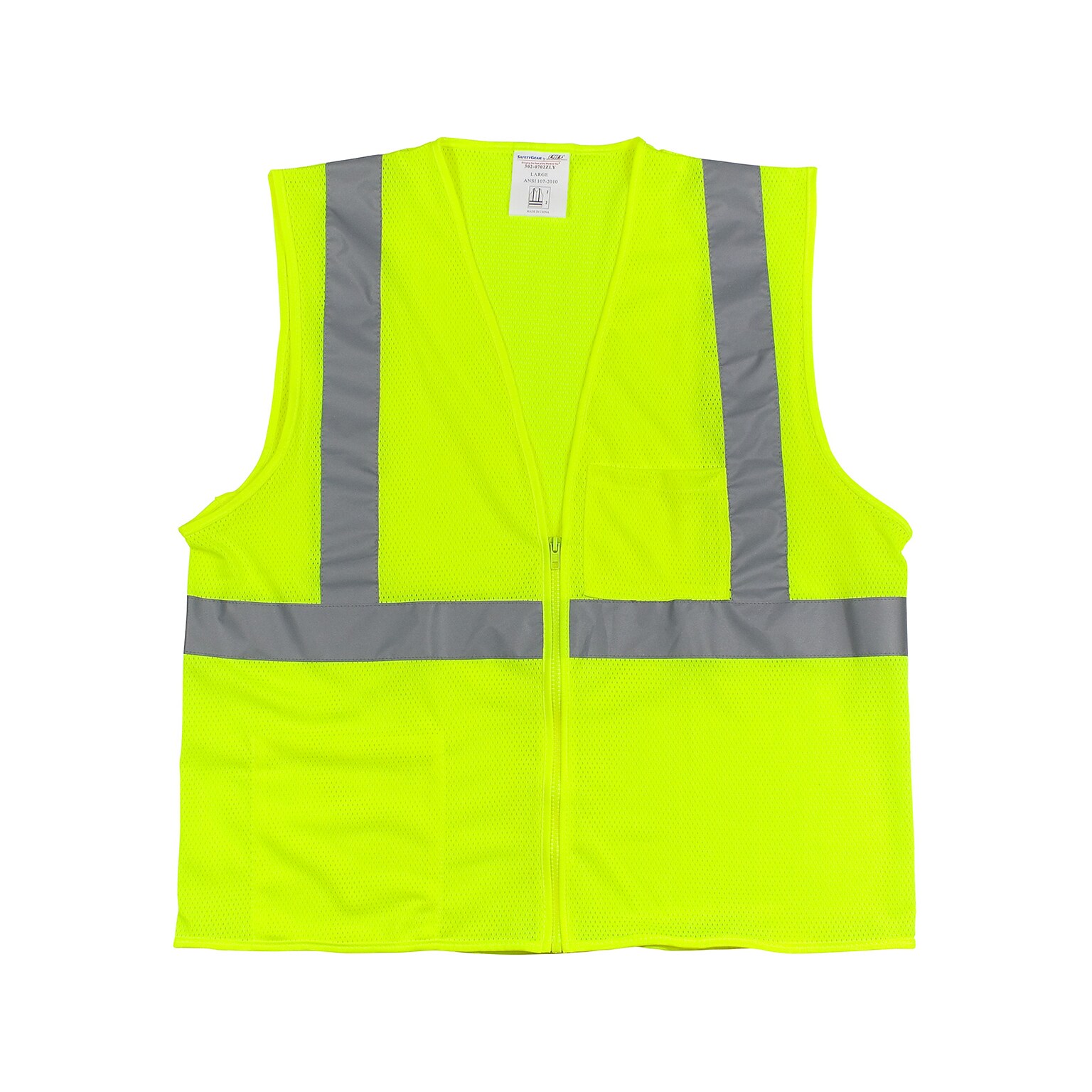 Protective Industrial Products High Visibility Sleeveless Safety Vest, ANSI Class R2, Lime Yellow, Medium (302-0702Z-LY/M)