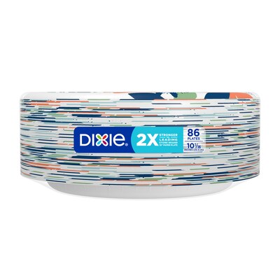 Dixie 10" Paperboard Plates, Multicolored, 86 Plates/Pack (15740)