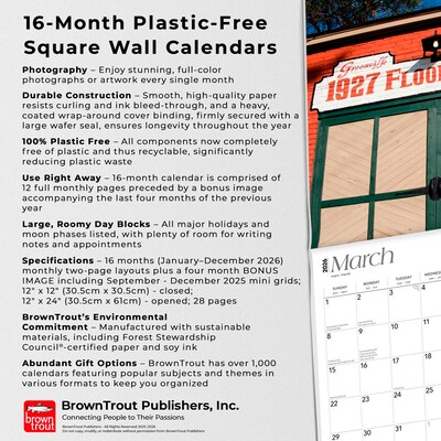 2026 BrownTrout Magnolia State Mississippi Places 12" x 12" Monthly Wall Calendar (9798330704446)