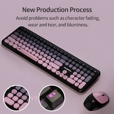 SaharaCase Wireless Keyboard and Mouse Combo, Sakura Pink & Lavender (KB14)