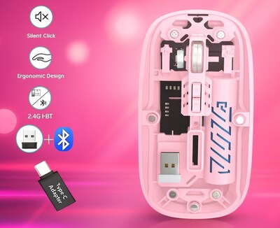 SaharaCase Glacier Wireless Ergonomic Laser Mouse, Pink (KB60)