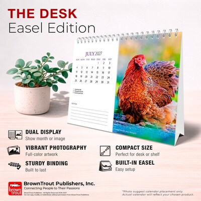 2027 BrownTrout Chickens 7.5" x 6" Monthly Wall Calendar, Assorted Colors (9798330709380)