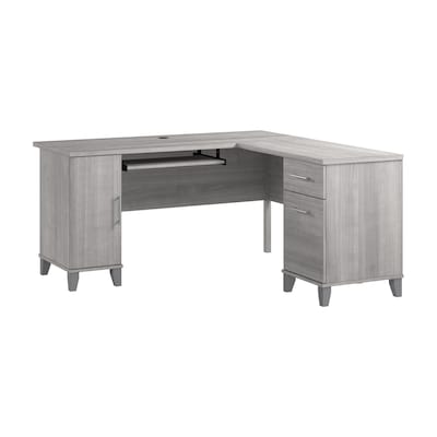 Bush Home Somerset 60W L Shaped Office Desk with Storage, Platinum Gray (WC81230K)